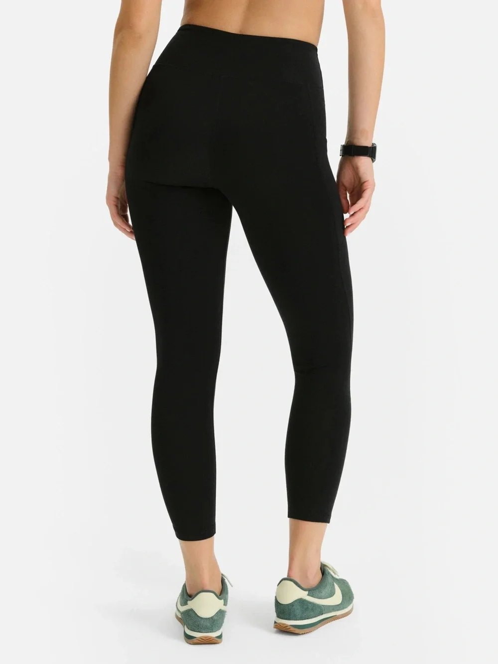 MATE THE LABEL ORGANIC STRETCH MIDI LEGGINGS WITH POCKETS JET BLACK XS S - Picture 2 of 5